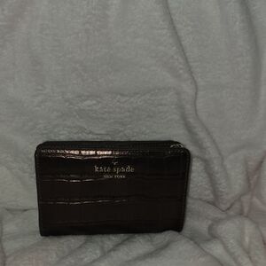 Kate Spade Dark Madison Metallic Hot Chocolate Croc-Embossed Wallet